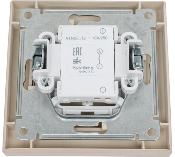 1-клавишный выключатель Systeme Electric Atlasdesign песочный сх.1, 10ах, (в сборе с рамкой) ATN001212
