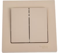 2-клавишный выключатель Systeme Electric Atlasdesign песочный сх.1, 10ах, (в сборе с рамкой) ATN001252