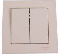 2-клавишный выключатель Systeme Electric Atlasdesign песочный сх.1, 10ах, (в сборе с рамкой) ATN001252