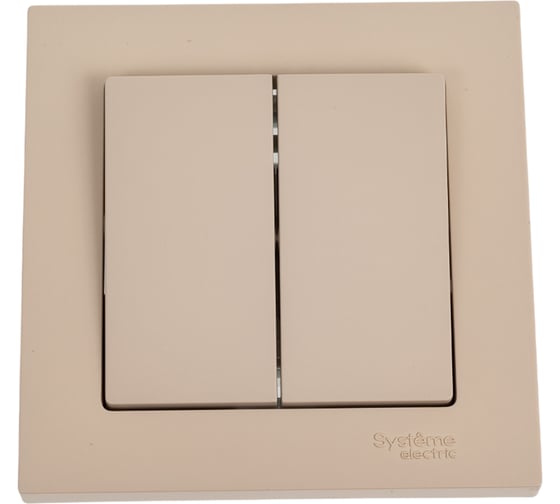 2-клавишный выключатель Systeme Electric Atlasdesign песочный сх.1, 10ах, (в сборе с рамкой) ATN001252 1