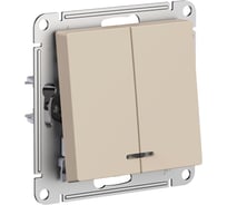 2-клавишный выключатель Systeme Electric Atlasdesign песочный с подсветкой сх.5а, 10ах ATN001253