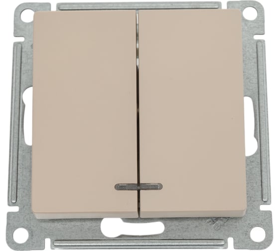 2-клавишный выключатель Systeme Electric Atlasdesign песочный с подсветкой сх.5а, 10ах ATN001253