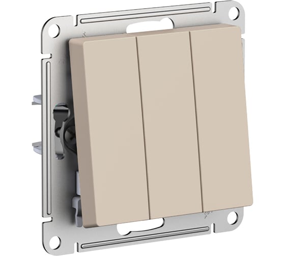 3-клавишный выключатель Systeme Electric Atlasdesign песочный сх.1+1+1, 10ах ATN001231