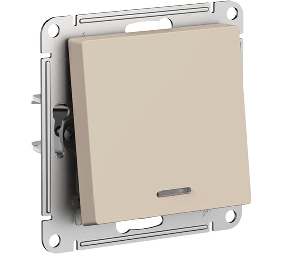 1-клавишный переключатель Systeme Electric Atlasdesign песочный с подсветкой сх.6а, 10ах ATN001263