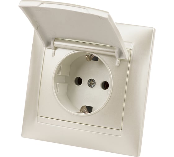 Розетка TDM ELECTRIC 2П+З 16А 250В  IP44 с крышкой перламутр "Лама" SQ1815-0826