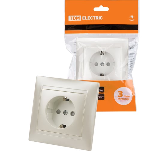 Розетка TDM ELECTRIC 2П+З 16А 250В с защ. шт. перламутр "Лама" SQ1815-0811 1