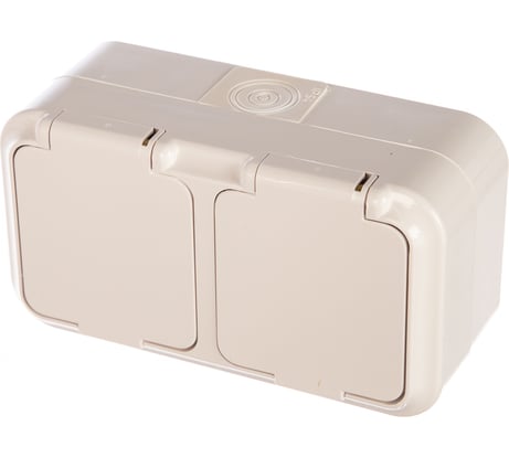 Двухместная розетка с заземлением и защитной крышкой IP54, 16А, 220В STAYER MASTER MAXIMA 54307-W