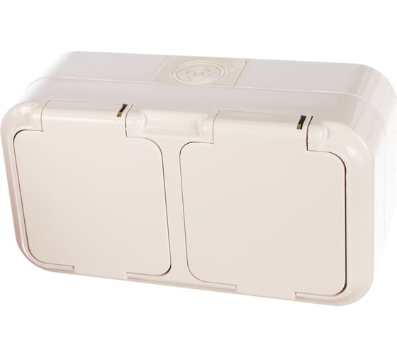 Двухместная розетка с заземлением и защитной крышкой IP54, 16А, 220В STAYER MASTER MAXIMA 54307-W