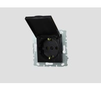 Розетка Metronex Electric Black одинарная с заземлением с крышкой без рамки FRZ00020108CMT