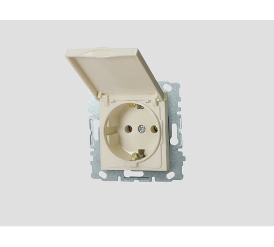 Одинарная розетка Vesta Electric Cream с заземлением, с крышкой, без рамки FRZ00010134MLK