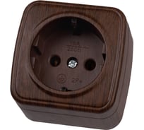 Розетка TDM ELECTRIC 2П+З открытой установки IP20 16А, венге "Дача" Народная SQ1824-0028