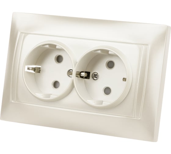 Двойная розетка TDM ELECTRIC 2П+З 16А 250В с защ. шт. перламутр "Лама" SQ1815-0813
