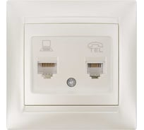 Розетка телефонная RJ11 + компьютерная RJ45 перламутр серия "Лама" TDM ELECTRIC SQ1815-0819