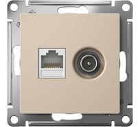 Розетка tv+rj45 Systeme Electric Atlasdesign песочный, кат.5e ATN001289