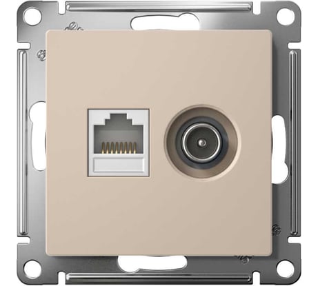 Розетка tv+rj45 Systeme Electric Atlasdesign песочный, кат.5e ATN001289