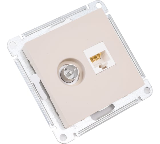 Розетка tv+rj45 Systeme Electric Atlasdesign песочный, кат.5e ATN001289