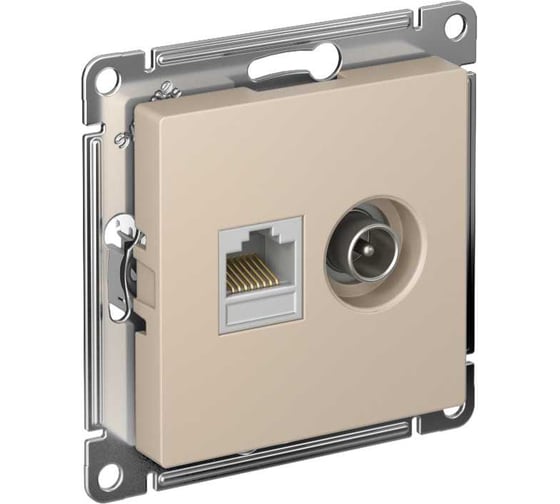 Розетка tv+rj45 Systeme Electric Atlasdesign песочный, кат.5e ATN001289 1