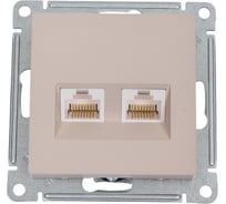 Компьютерная 2-местная розетка rj45+rj45 Systeme Electric Atlasdesign песочный, кат.5e ATN001285