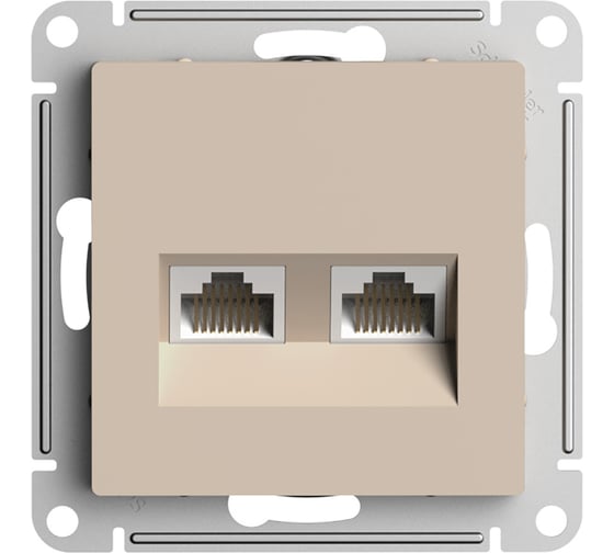 Компьютерная 2-местная розетка rj45+rj45 Systeme Electric Atlasdesign песочный, кат.5e ATN001285 1