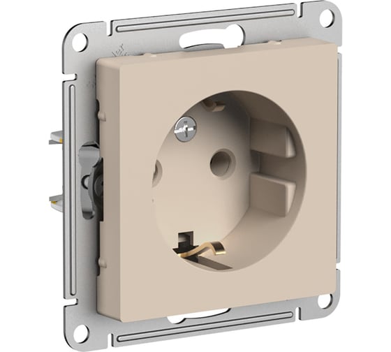 Розетка Systeme Electric Atlasdesign песочный, с заземлением, 16а ATN001243
