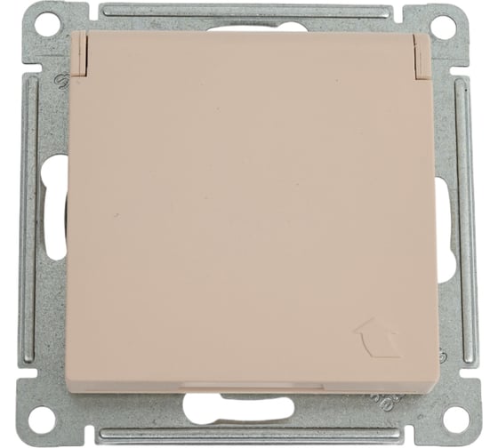 Розетка Systeme Electric Atlasdesign песочный, с заземлением, со шторками, с крышкой, 16а ATN001246 1