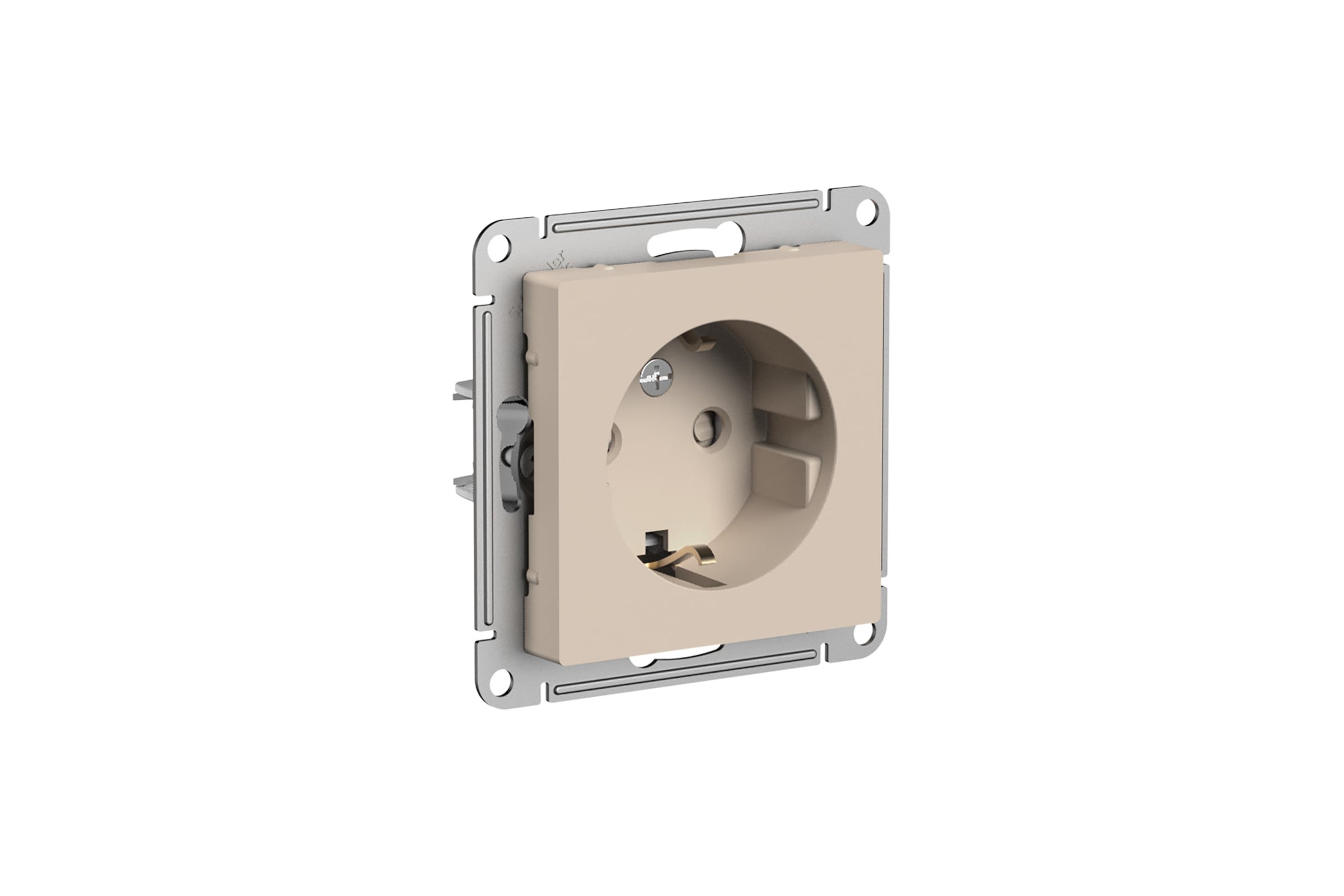 РозеткаSystemeElectricAtlasdesignпесочный,сзаземлением,сошторками,16аATN001245