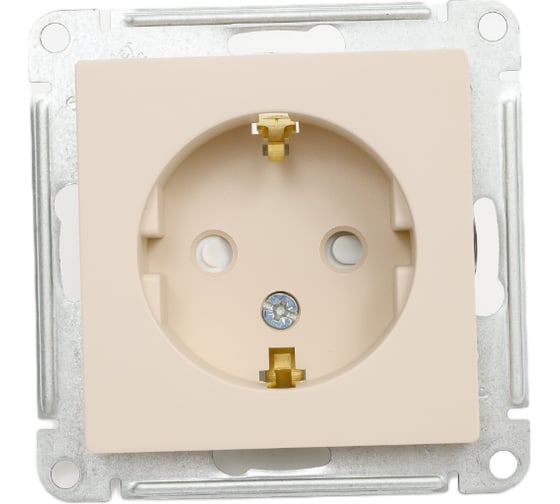 Розетка Systeme Electric Atlasdesign песочный, с заземлением, со шторками, 16а ATN001245