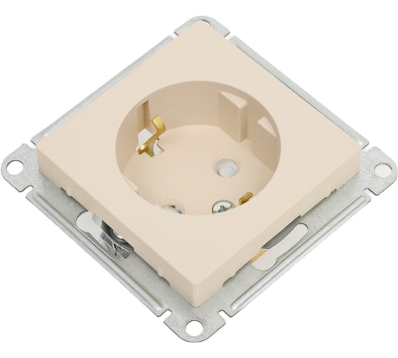 Розетка Systeme Electric Atlasdesign песочный, с заземлением, со шторками, 16а ATN001245