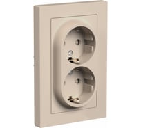 2-местная розетка Systeme Electric Atlasdesign песочный, с заземлением, со шторками, 16а, (в сборе с рамкой) ATN001226