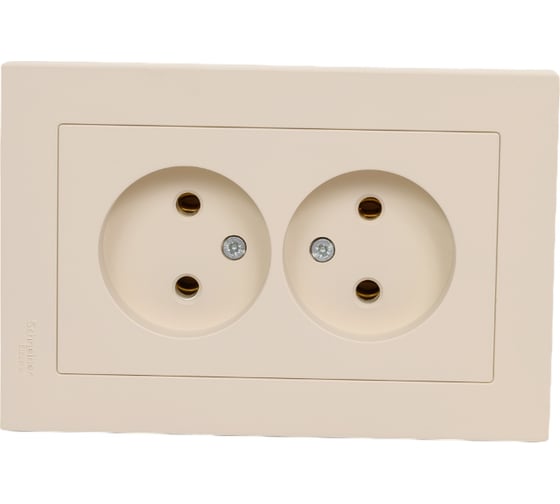 2-местная розетка Systeme Electric Atlasdesign песочный, без заземления, 16а, (в сборе с рамкой) ATN001220