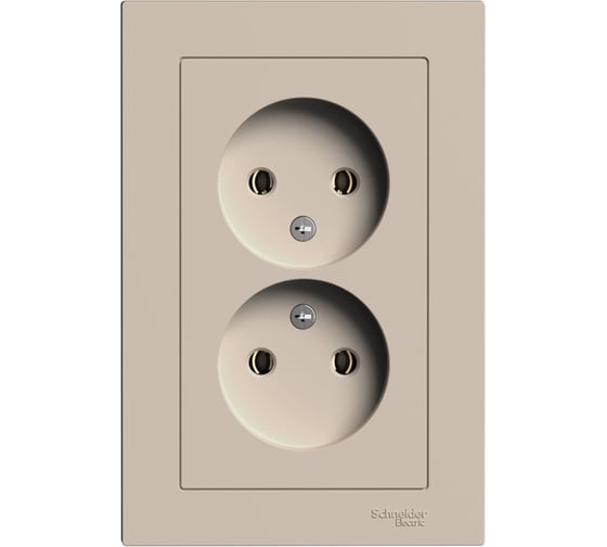 2-местная розетка Systeme Electric Atlasdesign песочный, без заземления, 16а, (в сборе с рамкой) ATN001220