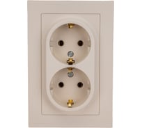 2-местная розетка Systeme Electric Atlasdesign песочный, с заземлением,16а, (в сборе с рамкой) ATN001224