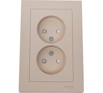2-местная розетка Systeme Electric Atlasdesign песочный, без заземления, со шторками ,16а, (в сборе с рамкой) ATN001222