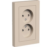 2-местная розетка Systeme Electric Atlasdesign песочный, без заземления, со шторками ,16а, (в сборе с рамкой) ATN001222