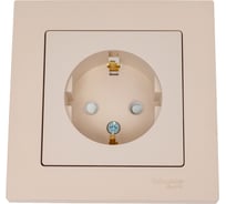 Розетка Systeme Electric Atlasdesign песочный, с заземлением, со шторками, 16а, (в сборе с рамкой) ATN001244