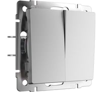 Двухклавишный выключатель WERKEL серебряный матовый a063609