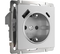 Розетка WERKEL с заземлением, шторками и usb тип a+c серебряный матовый a063618