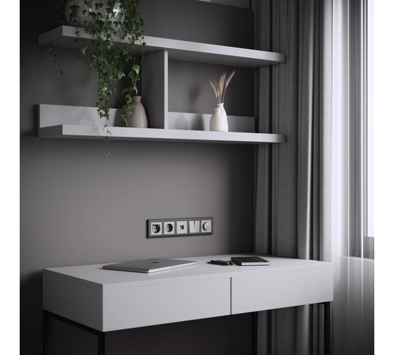 Розетка WERKEL с заземлением, шторками и usb тип a+c серебряный матовый a063618