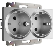 Двойная розетка WERKEL с заземлением серебряный матовый a063619