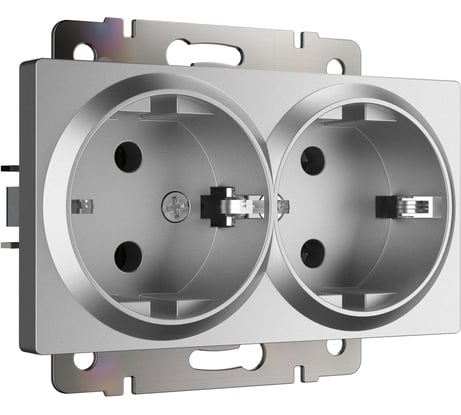 Двойная розетка WERKEL с заземлением серебряный матовый a063619