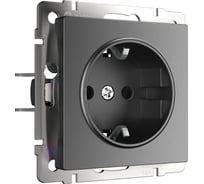 Розетка WERKEL с заземлением и шторками графит матовый a063104