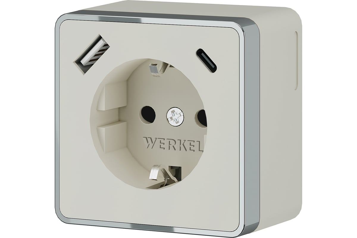 Розетка usb werkel тип a с слоновая кость w1171803 4690389171376