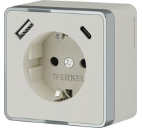 Розетка с заземлением WERKEL шторками и usb тип a+c gallant слоновая кость a057699