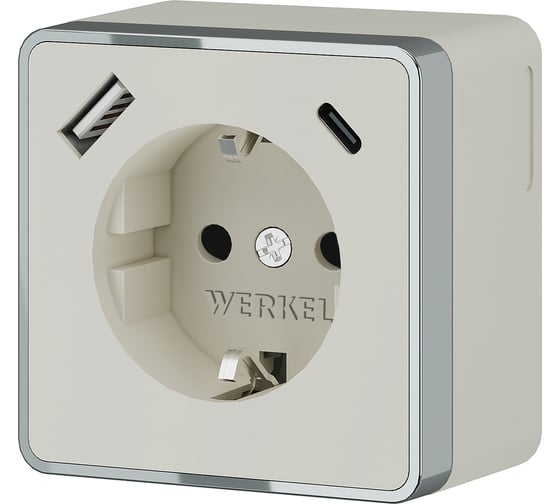 Розетка с заземлением WERKEL шторками и usb тип a+c gallant слоновая кость a057699