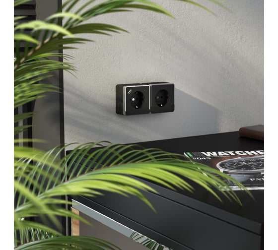 Розетка WERKEL с заземлением, шторками и usb тип a+c gallant чёрный хром a057702