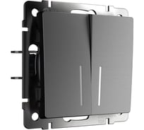 Двухклавишный выключатель WERKEL с подсветкой графит матовый a063099