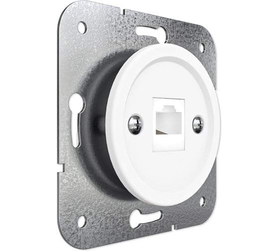 Розетка компьютерная для скрытой установки Мезонинъ RJ45(Cat 5e), ЛАХТА ОПТИМА, БЕЛАЯ GE35341-01