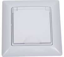 Розетка Intro 420901 2PE Schuko с крышкой, со шторками, 16А 250В, СУ, IP44, Solo, белый Б0043361