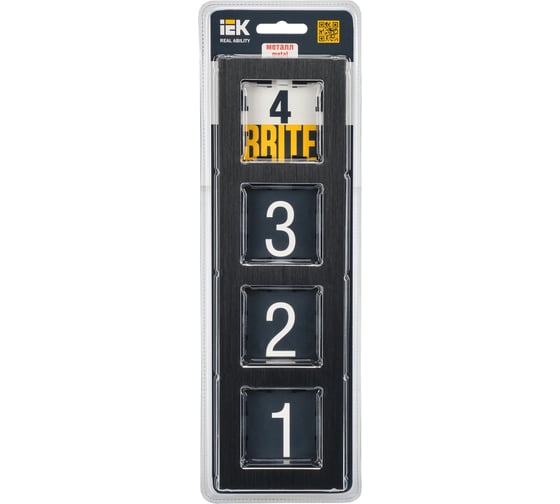 4-местная рамка IEK Brite ру-4-1-брч металл черный BR-M42-M-K02