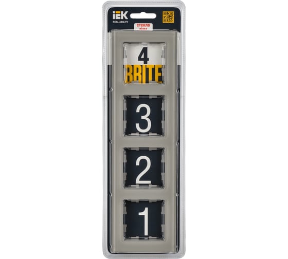 4-местная рамка IEK Brite ру-4-2-брд стекло дымчатый BR-M42-G-K30